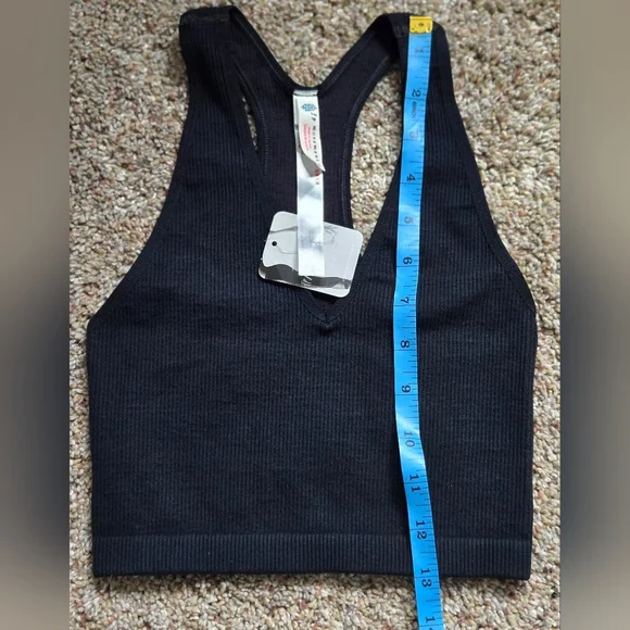 NWT Free People Movement XS Ribbed Black Free Throw Crop Bra Top Activewear - Picture 6 of 6
